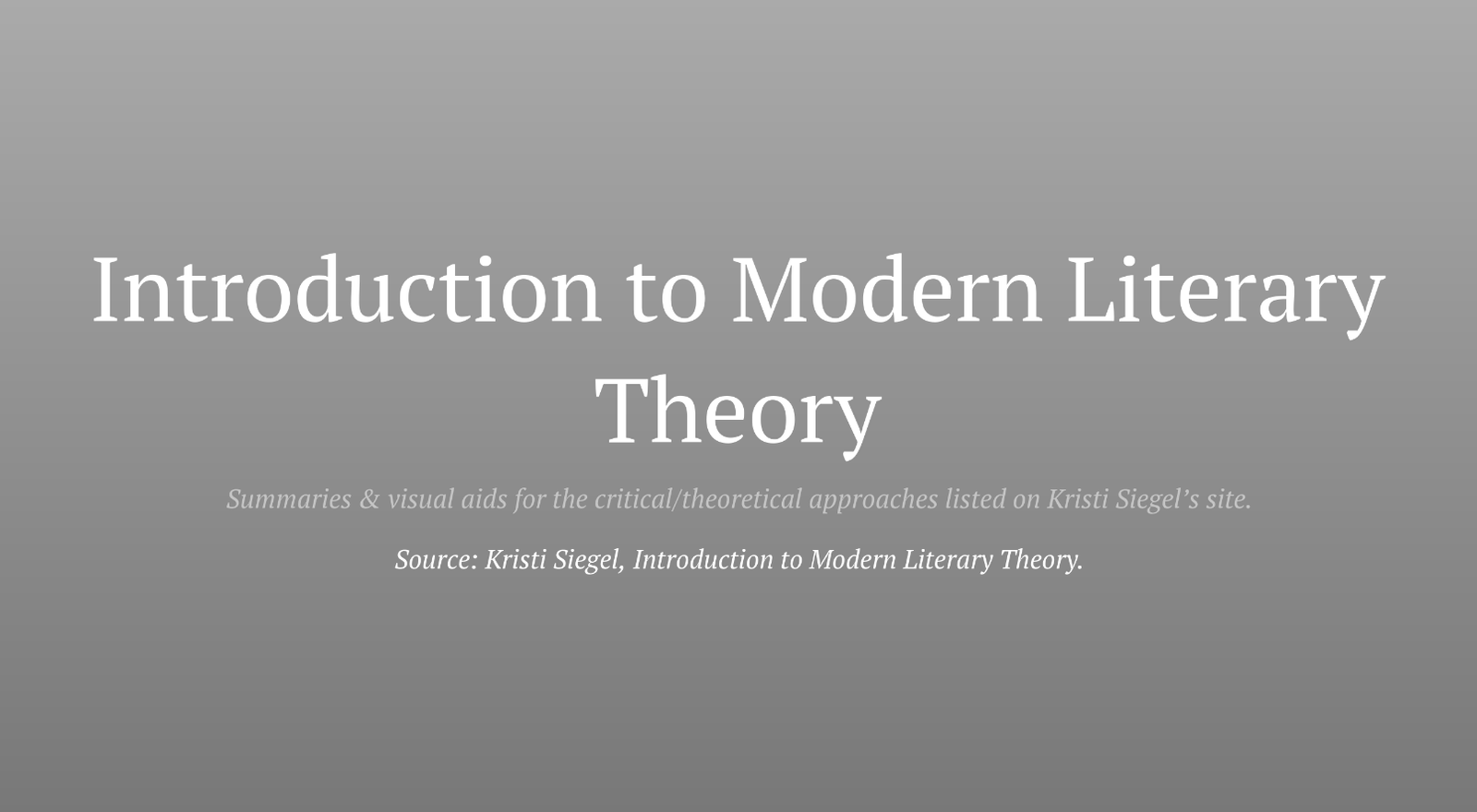 Intro to Modern Lit Crit